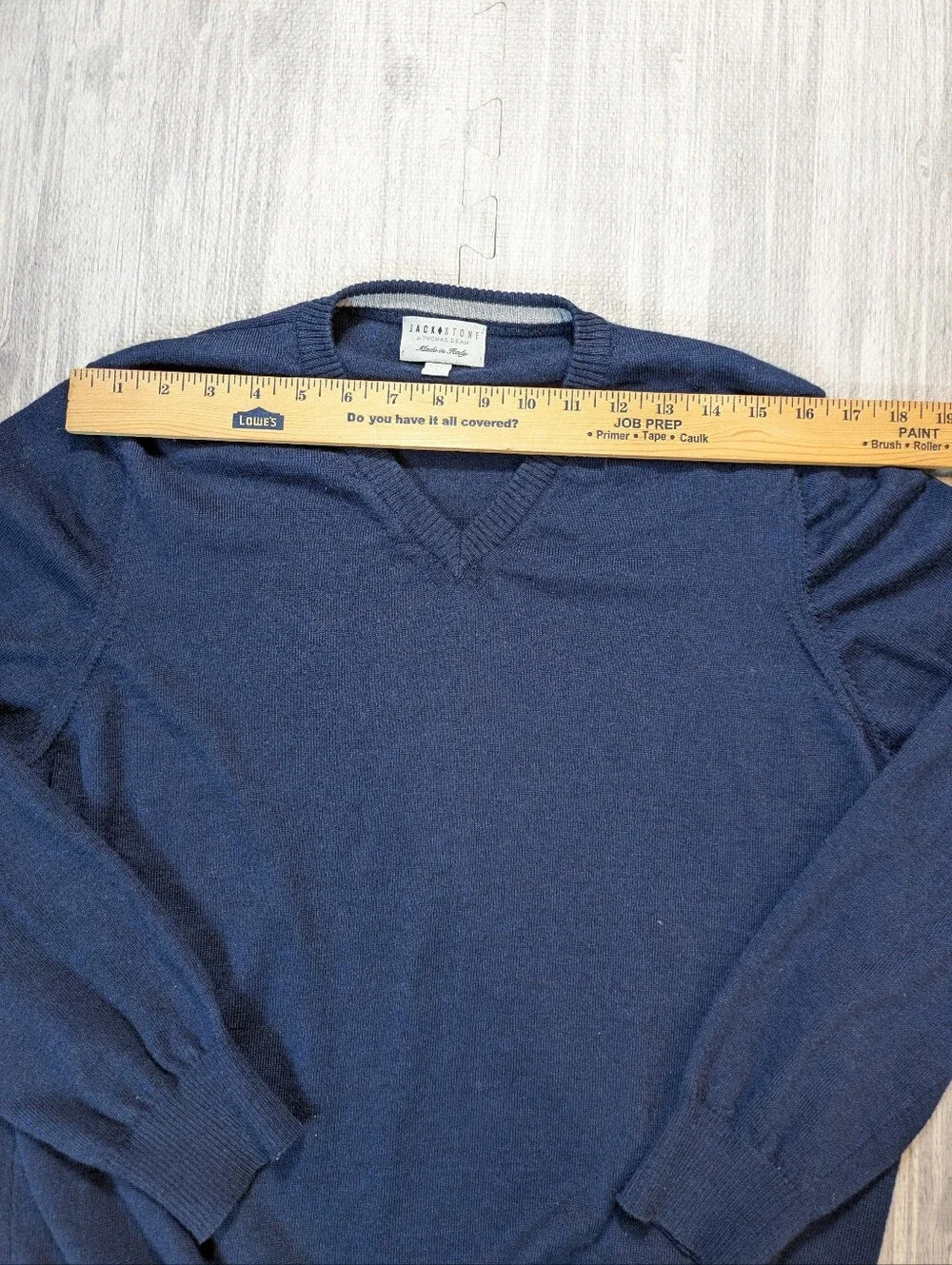 Jack Stone Thomas Dean Extra Fine Merino Wool V-neck Sweater Preppy Casual L